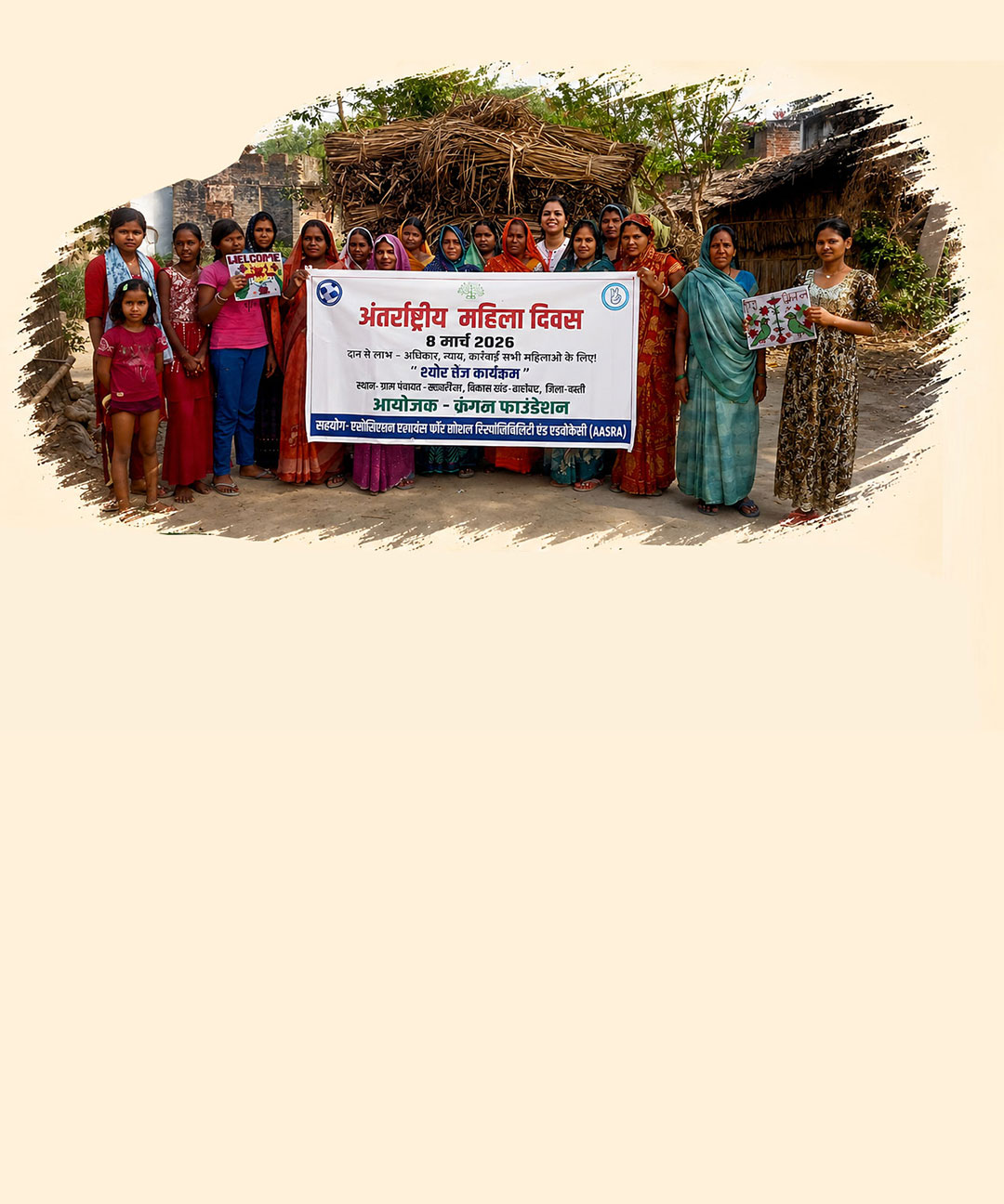 Women standing together in a rural community